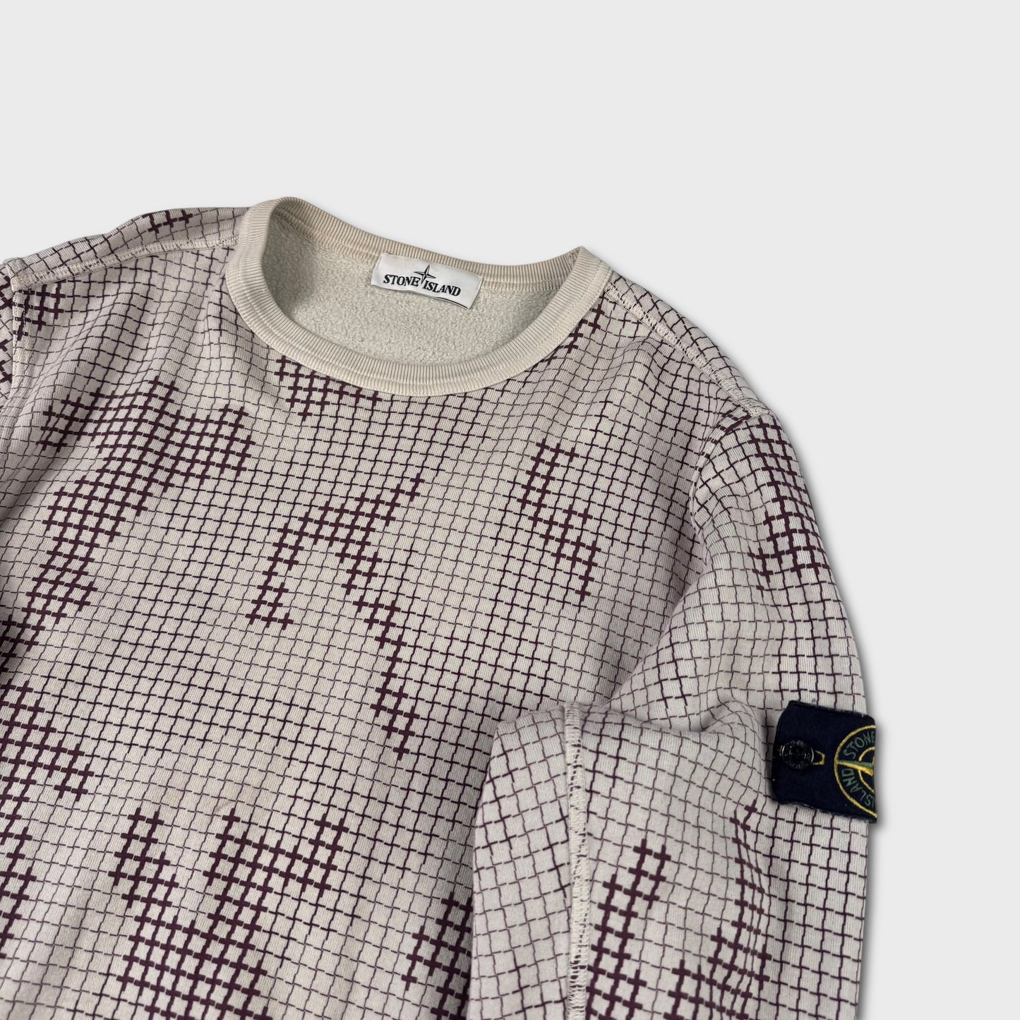Stone Island Grid Camo Crewneck Sweatshirt M