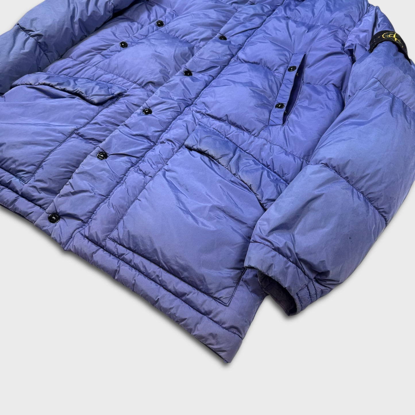 Stone Island Royal Blue Garment Dyed Crinkle Reps Down Parka Jacket M
