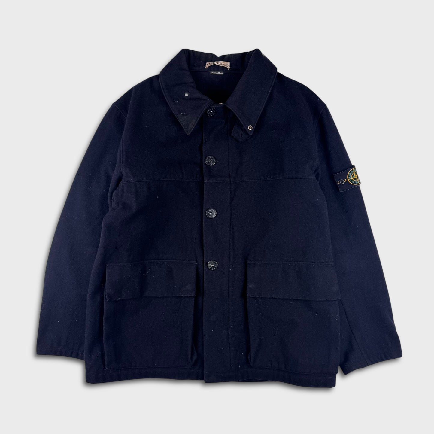 Stone Island 2000’s Navy Woolen Peacoat Jacket L