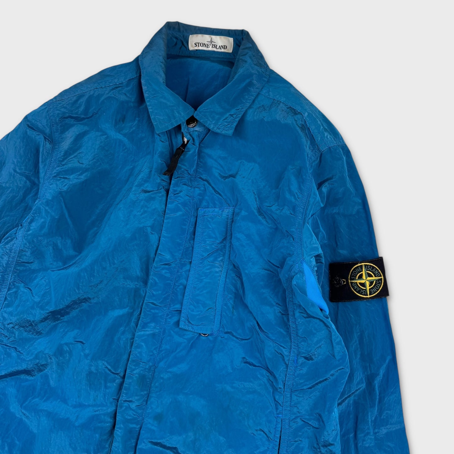 Stone Island Electric Blue Nylon Metal Overshirt M