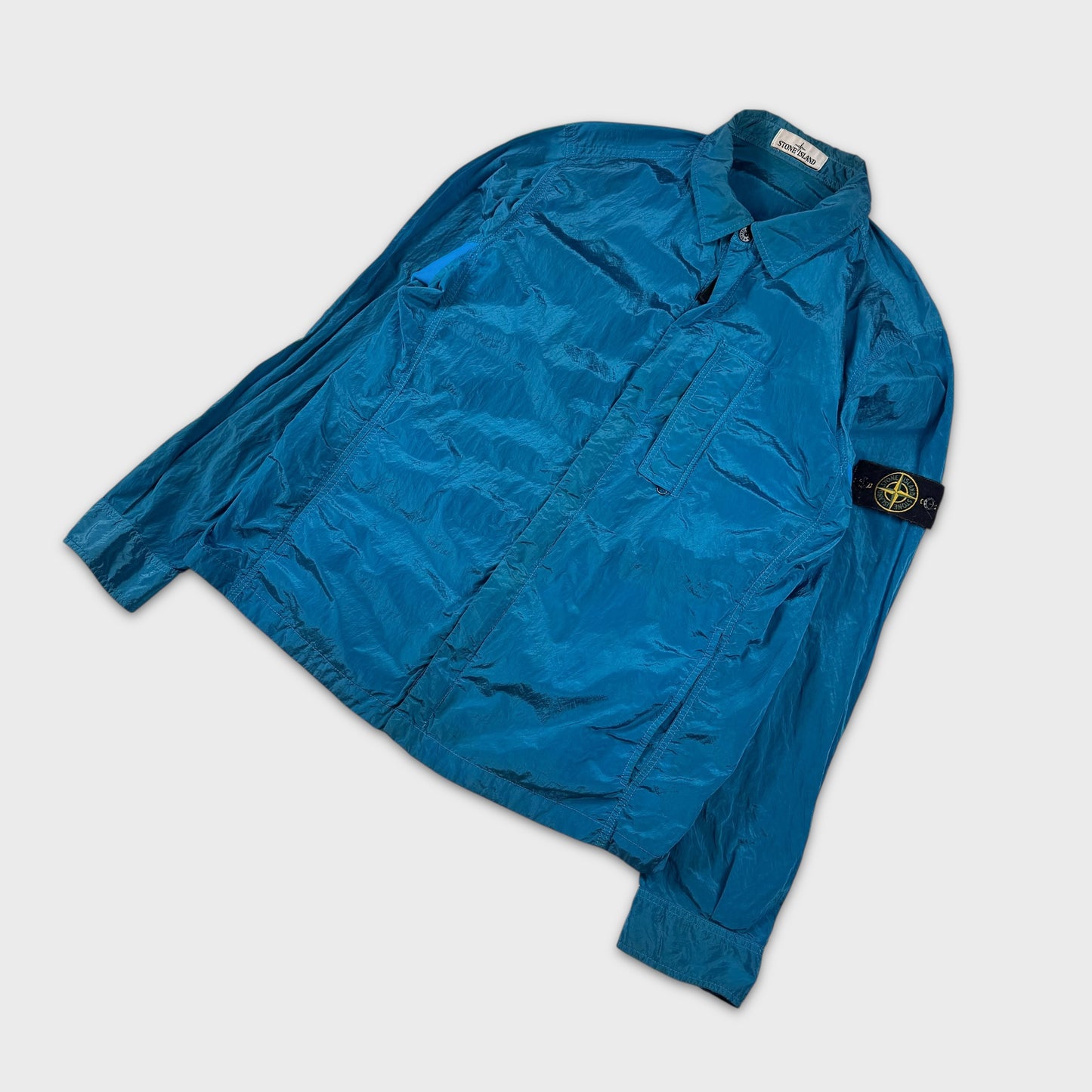 Stone Island Electric Blue Nylon Metal Overshirt XL