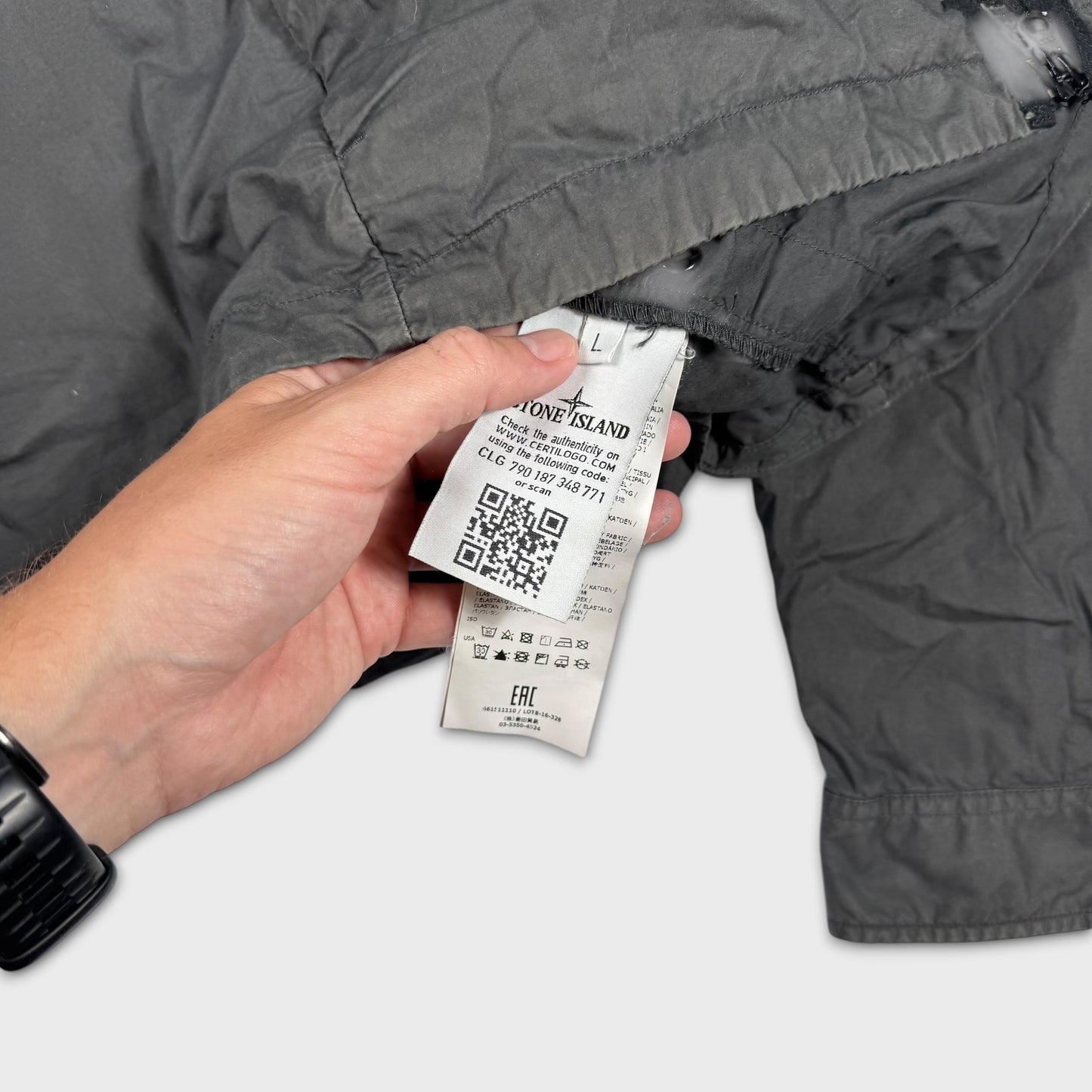Stone Island Charcoal Tela Parachute Overshirt L