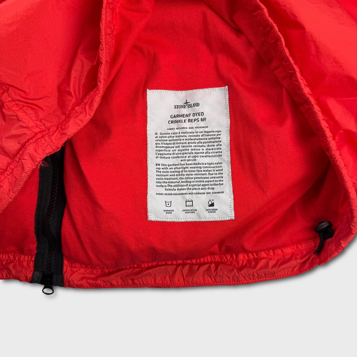 Stone Island Red Garment Dyed Crinkle Reps NY Jacket L