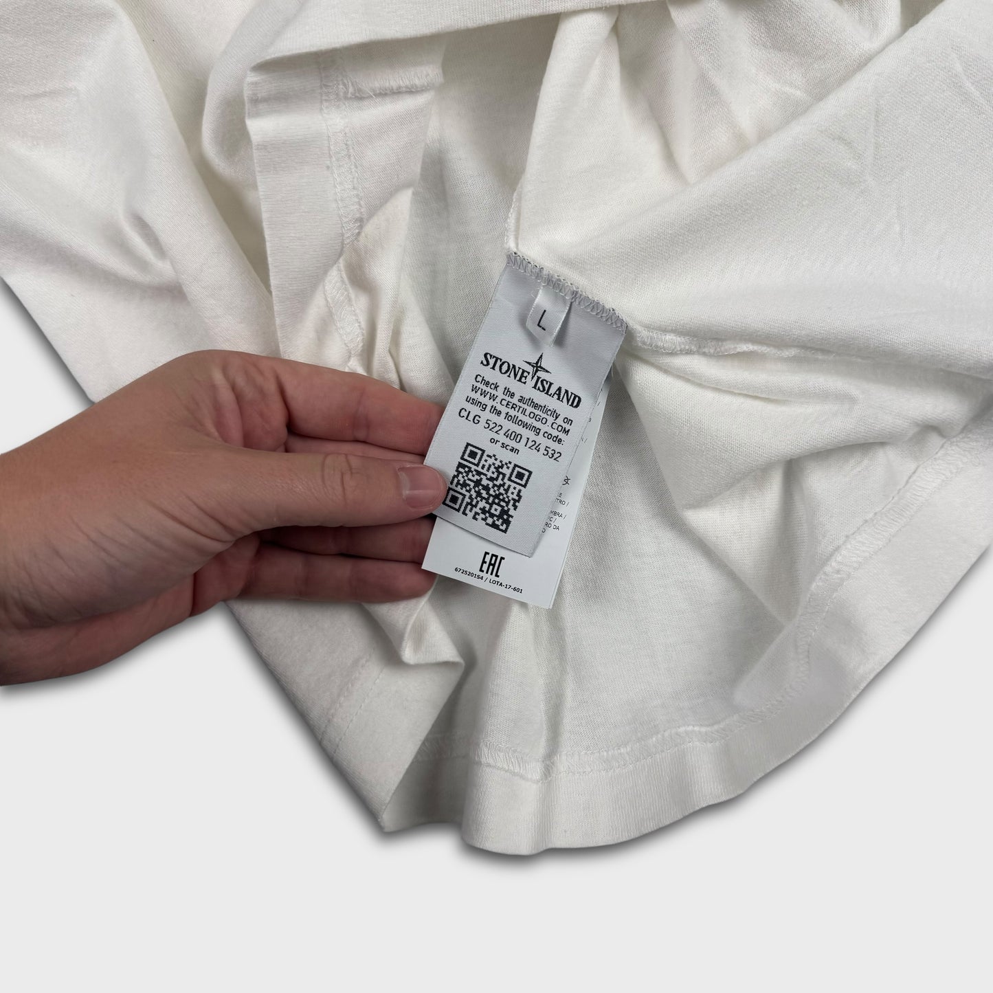 Stone Island x Supreme White T-Shirt L