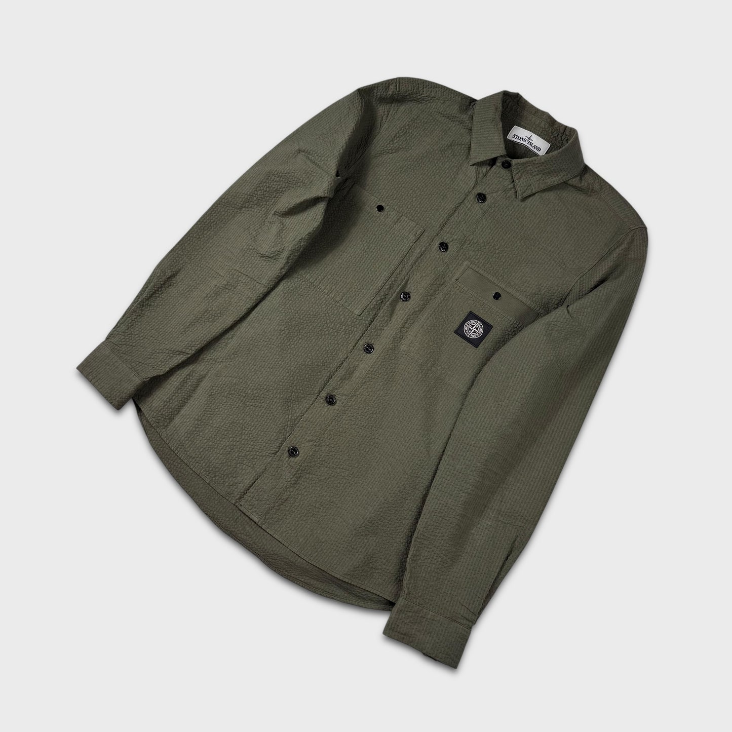 Stone Island Seersucker Olive Overshirt S