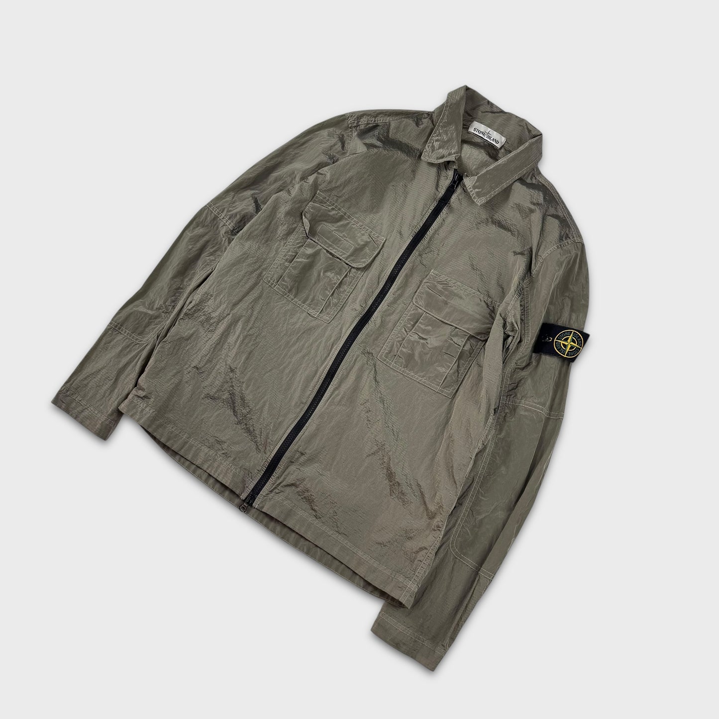 Stone Island Olive / Grey Ripstop Nylon Metal Overshirt M
