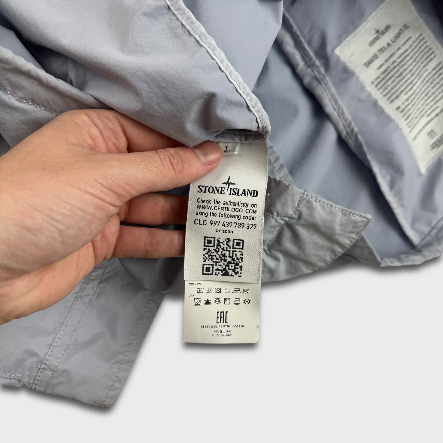 Stone Island Lavender Blue David Tela Light TC Jacket L