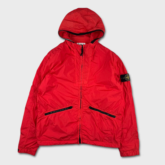 Stone Island Red Garment Dyed Crinkle Reps NY Jacket L