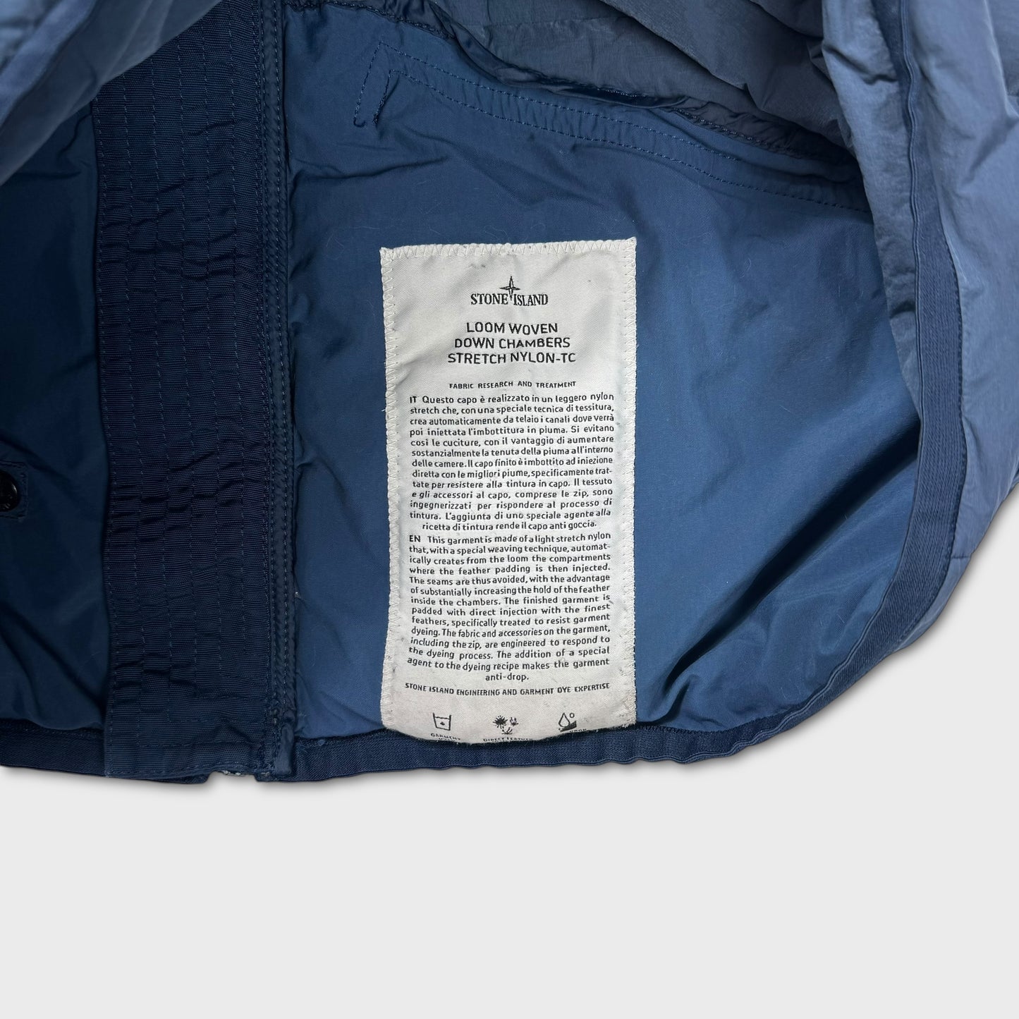 Stone Island Garment Dyed Loom Woven Down Chambers Jacket S