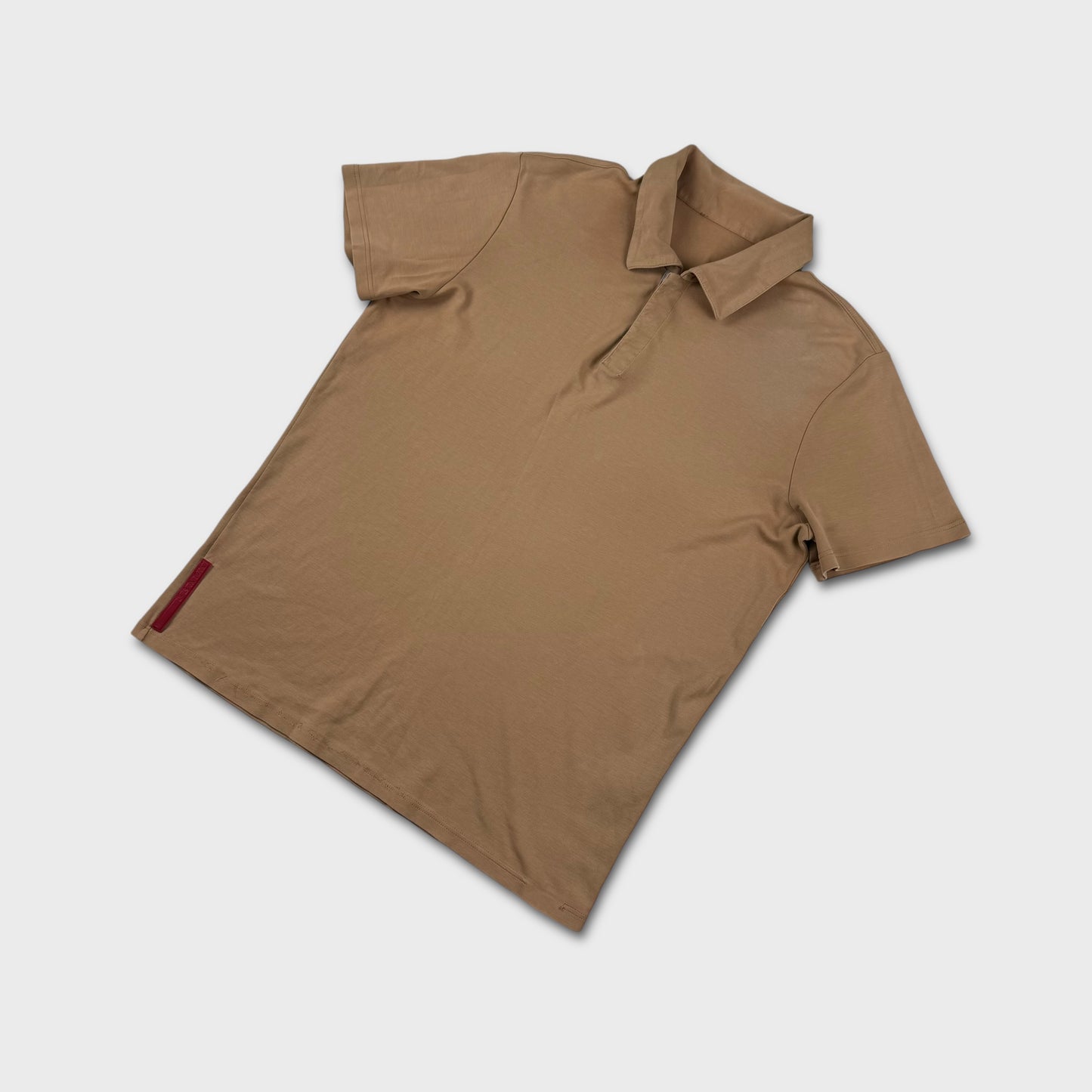 Prada Sport Red Tab Beige Polo Shirt M