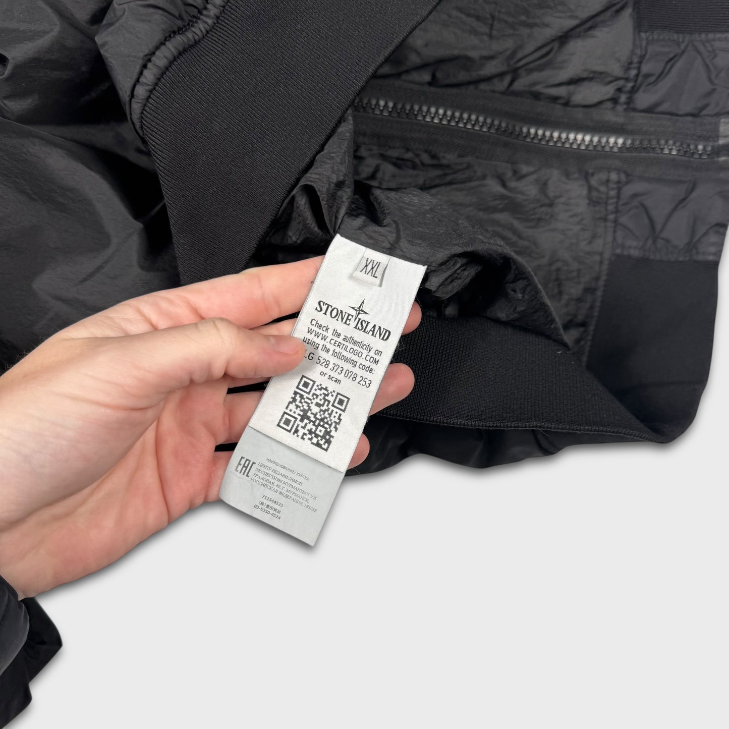 Stone Island Black Crinkle Reps NY Hooded Jacket XXL