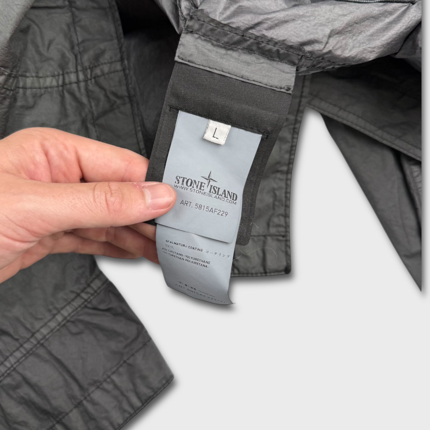 Stone Island Charcoal Grey ‘Mussola Watro’ Jacket L