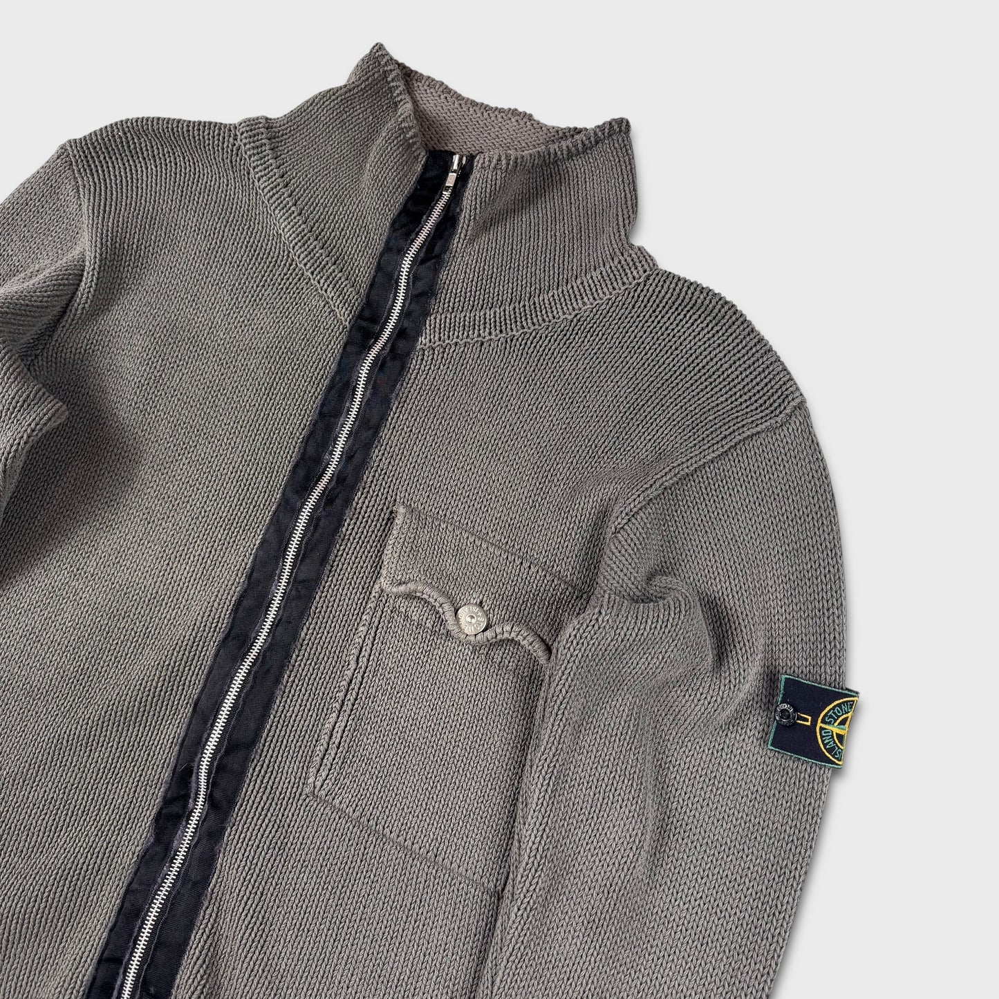 Stone Island 90’s Full Zip Green Edge Knit M