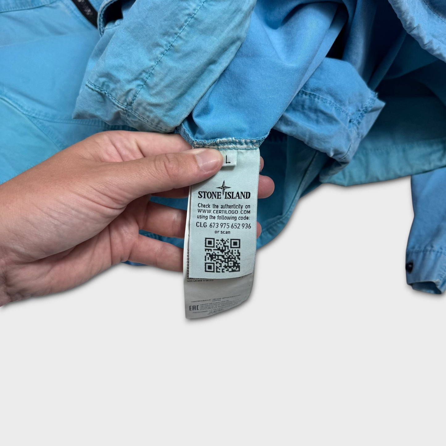 Stone Island Blue Pullover Smock Jacket L