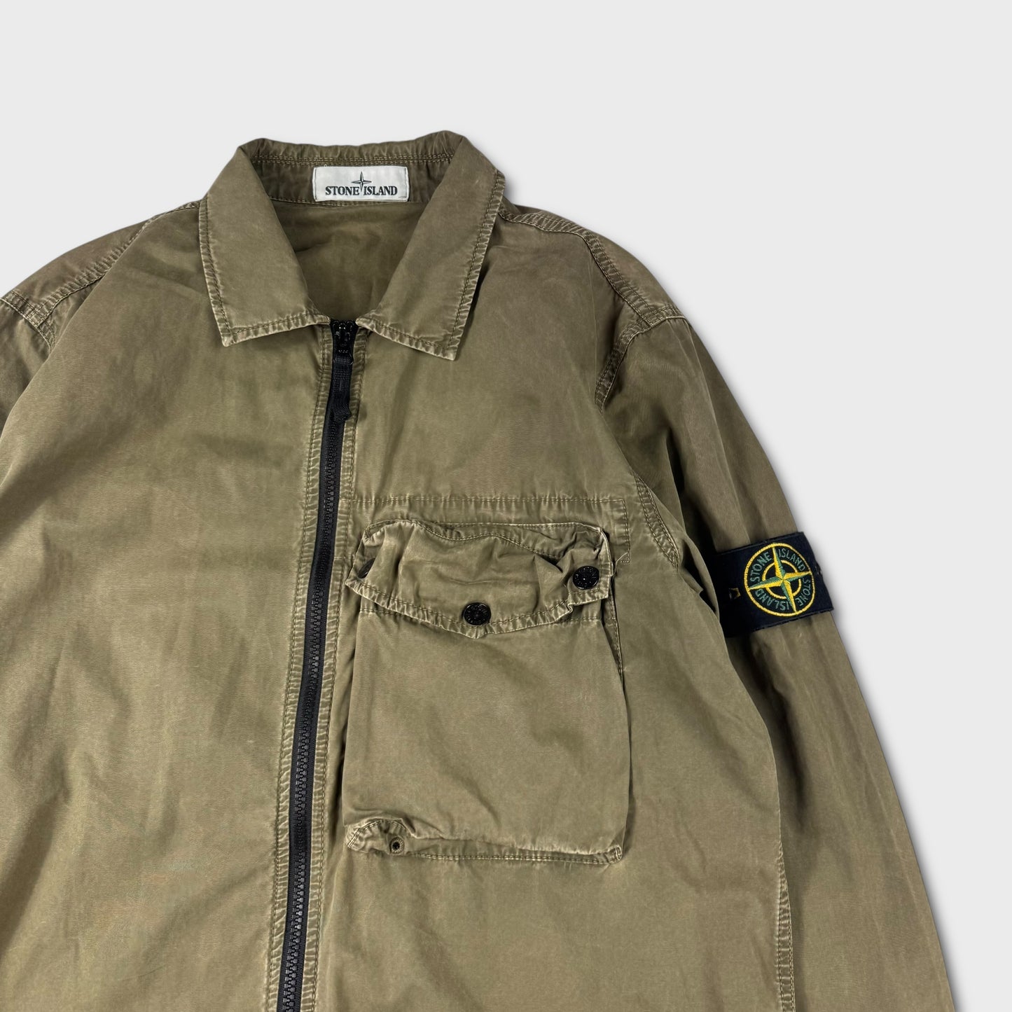 Stone Island Olive Full Zip Overshirt L
