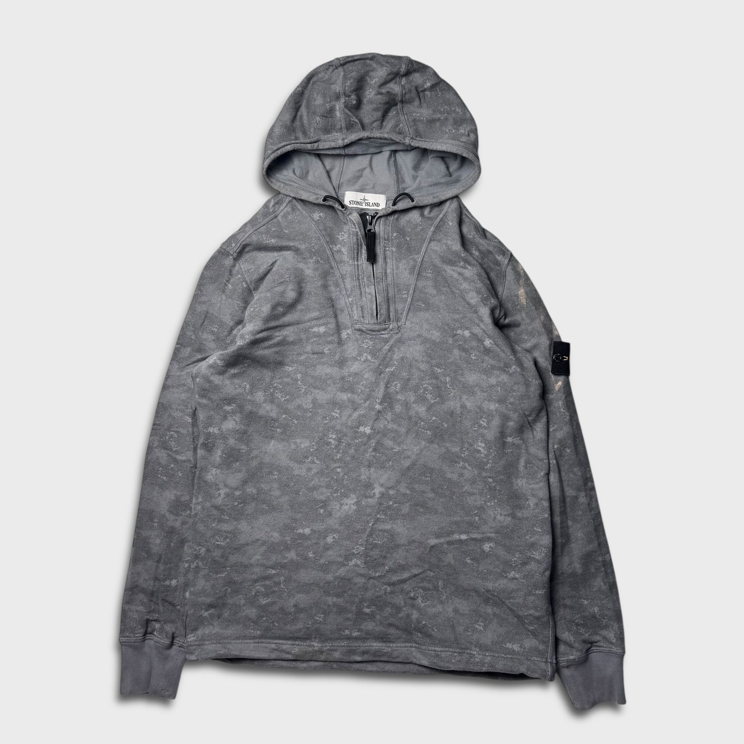 Stone Island Grey Camo 1/4 Zip Hoodie L