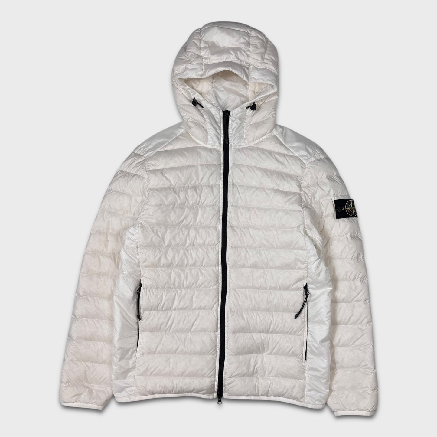 Stone Island White Loom Woven Chambers R-Nylon Down-TC Jacket L