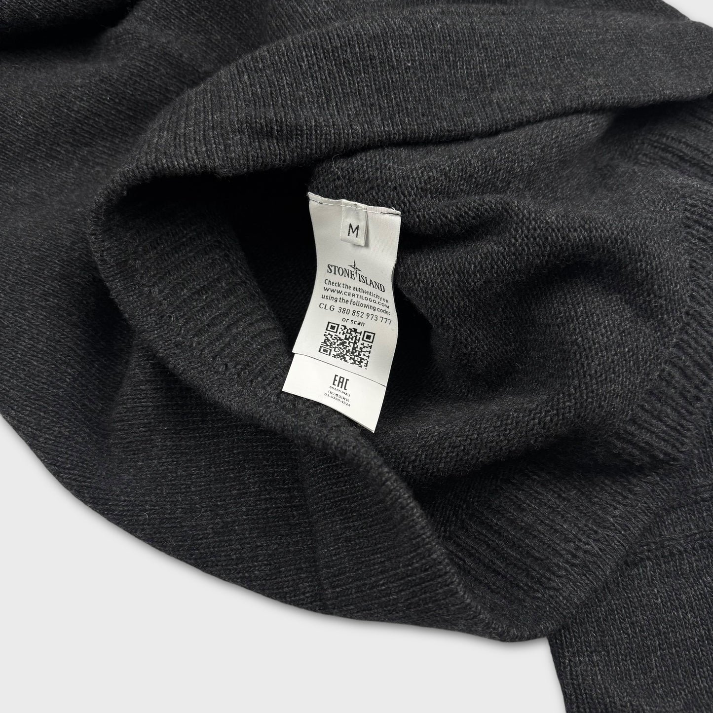 Stone Island Charcoal Black 1/4 Zip Knit M