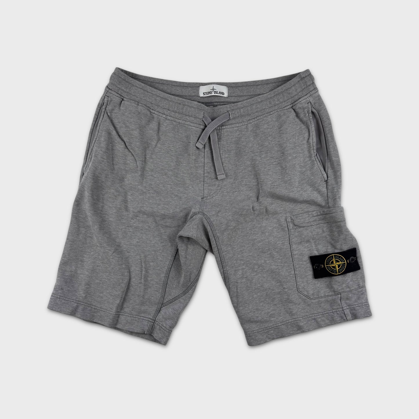 Stone Island Grey Cotton Badge Shorts L