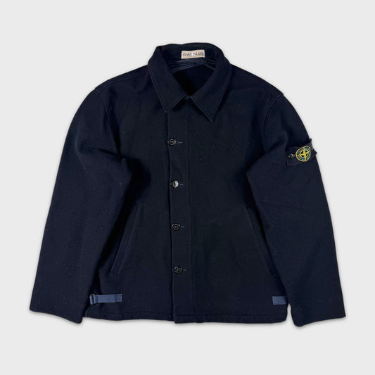 Stone Island Navy Woolen Button Jacket M