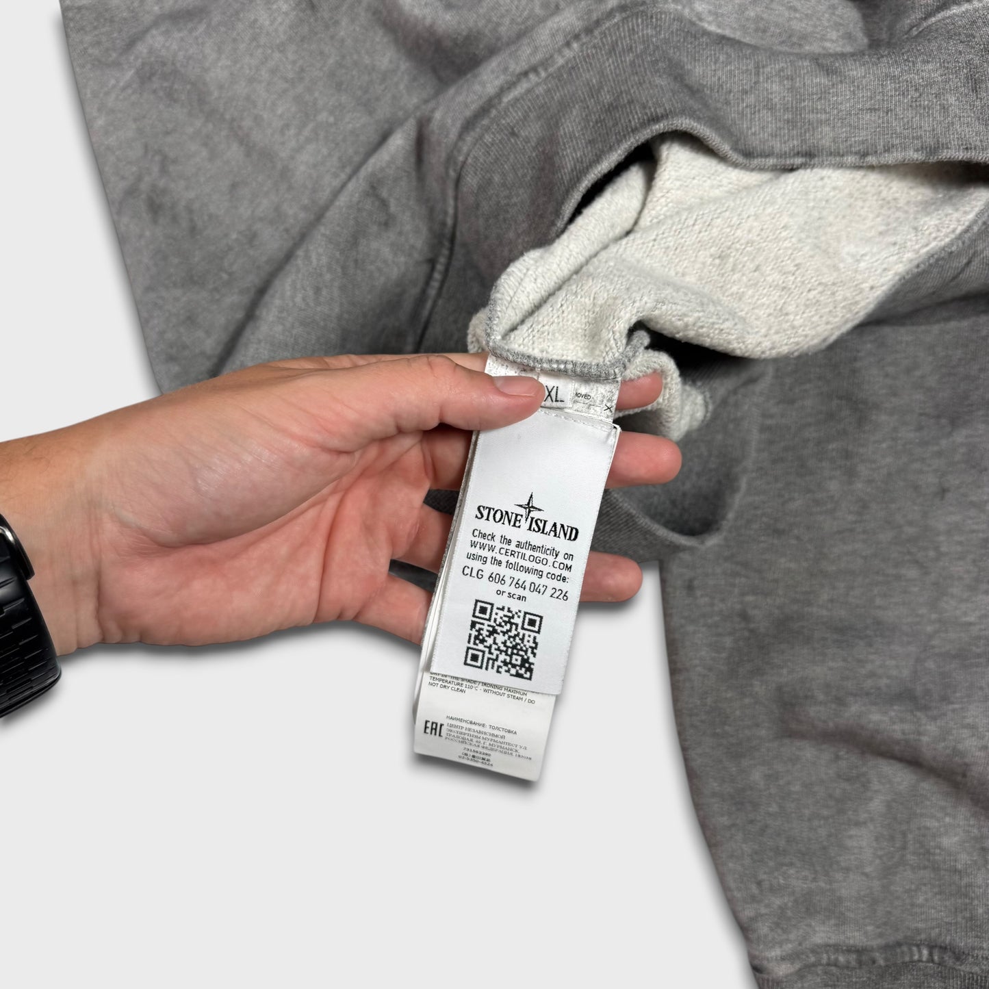 Stone Island Grey Dust Effect Crewneck XL