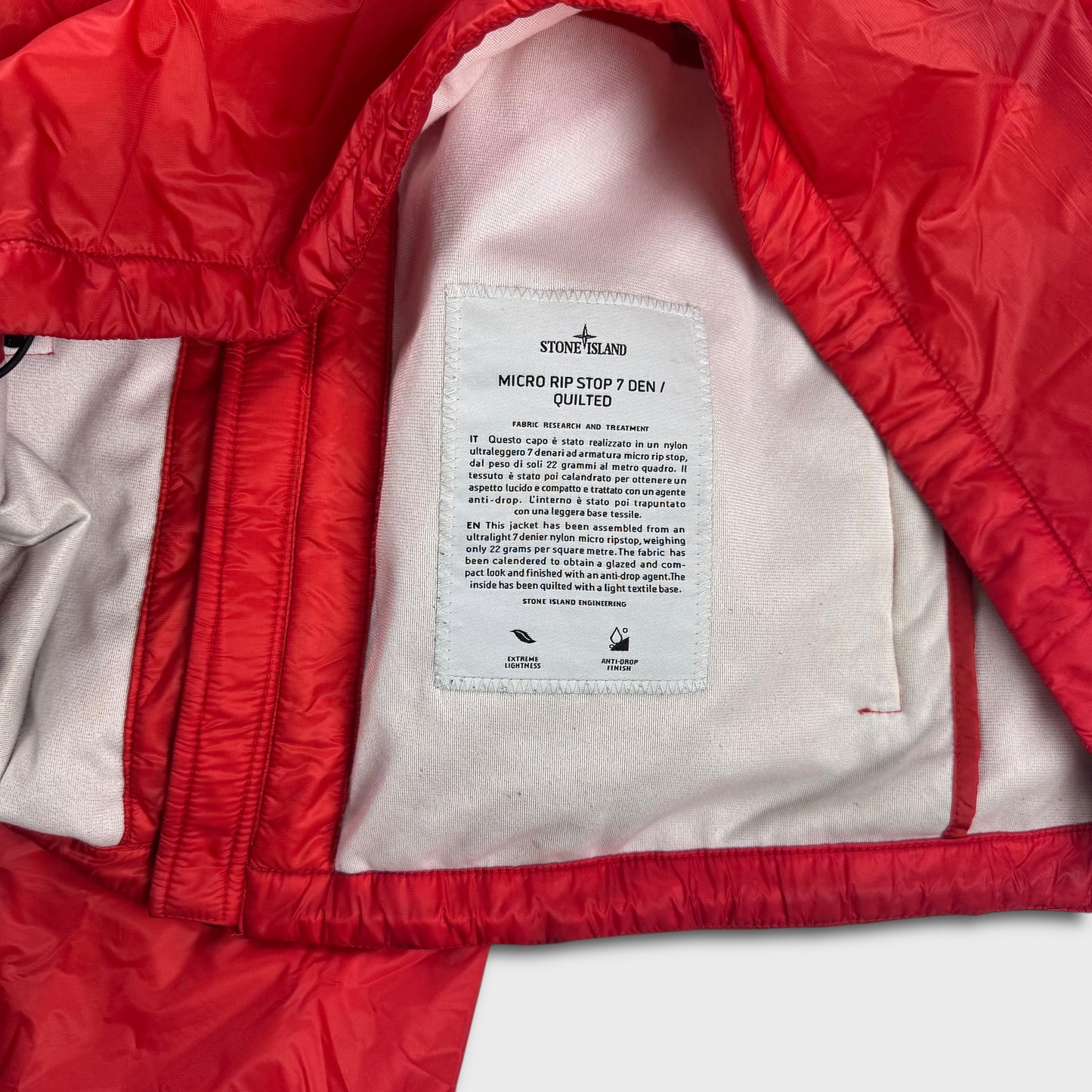 Stone Island Red Micro Ripstop Quilted Jacket XL