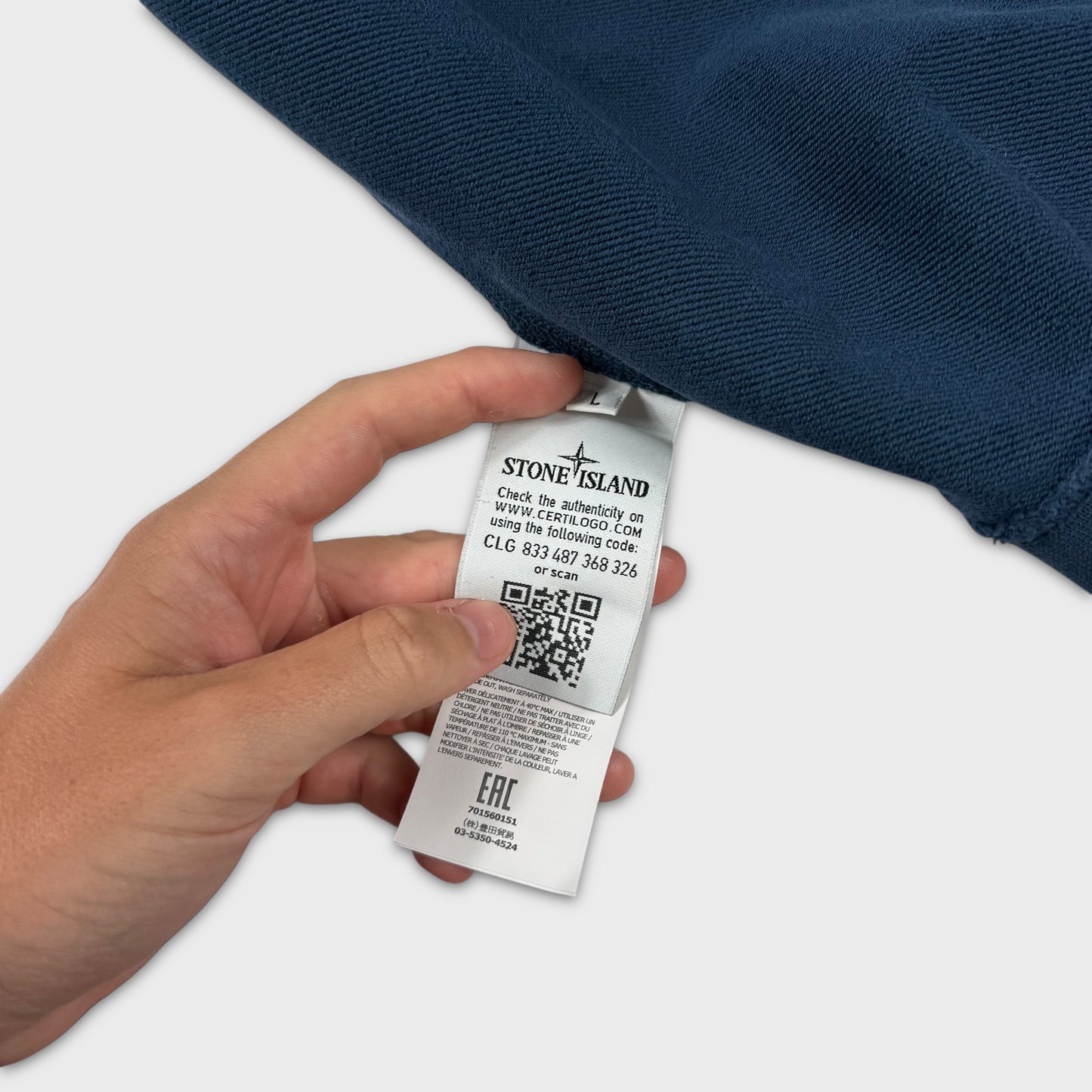 Stone Island Navy Blue Reversible Crewneck L