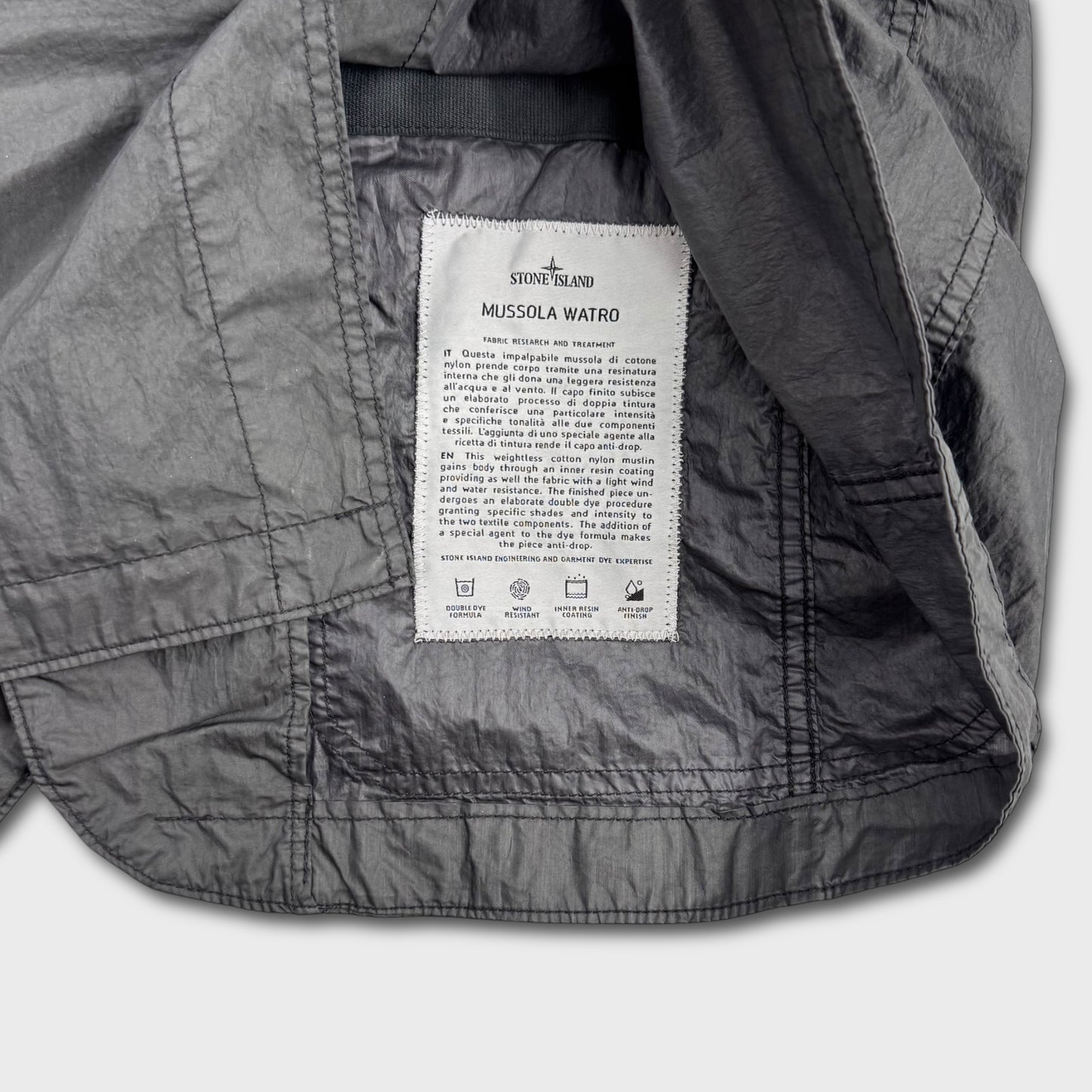 Stone Island Charcoal Grey ‘Mussola Watro’ Jacket L