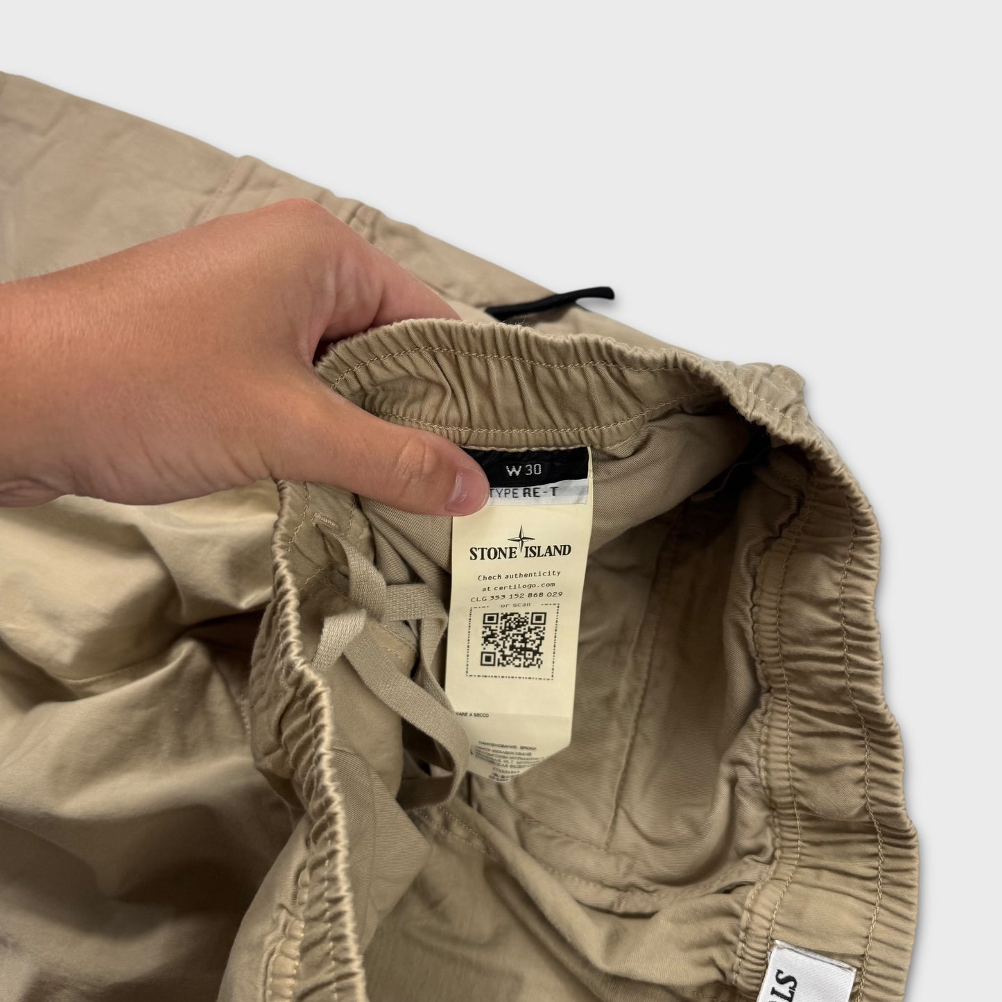 Stone Island Beige Badge Cargo Pants W30
