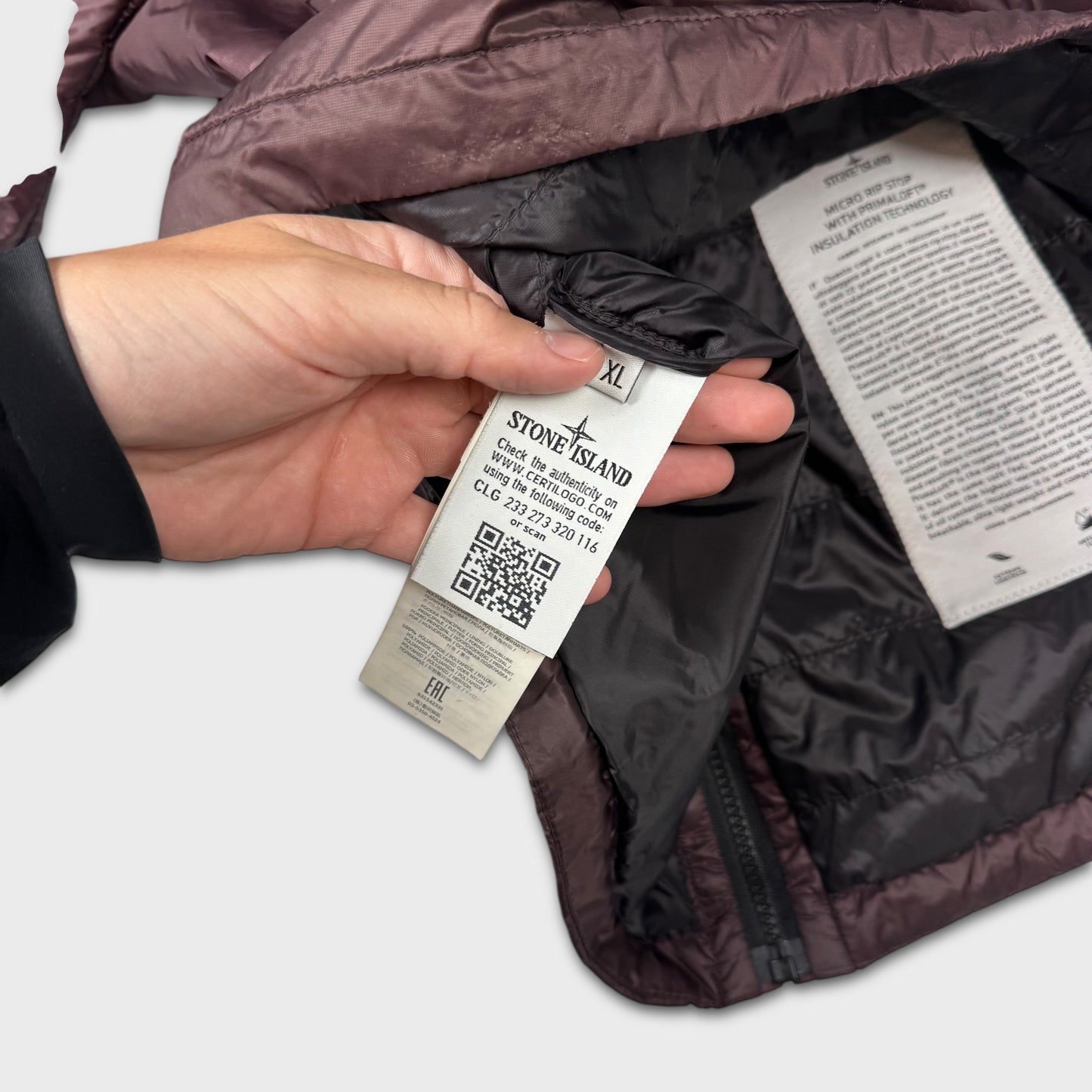 Stone Island Burgundy Micro Ripstop w/ Primaloft Insulation Jacket XL