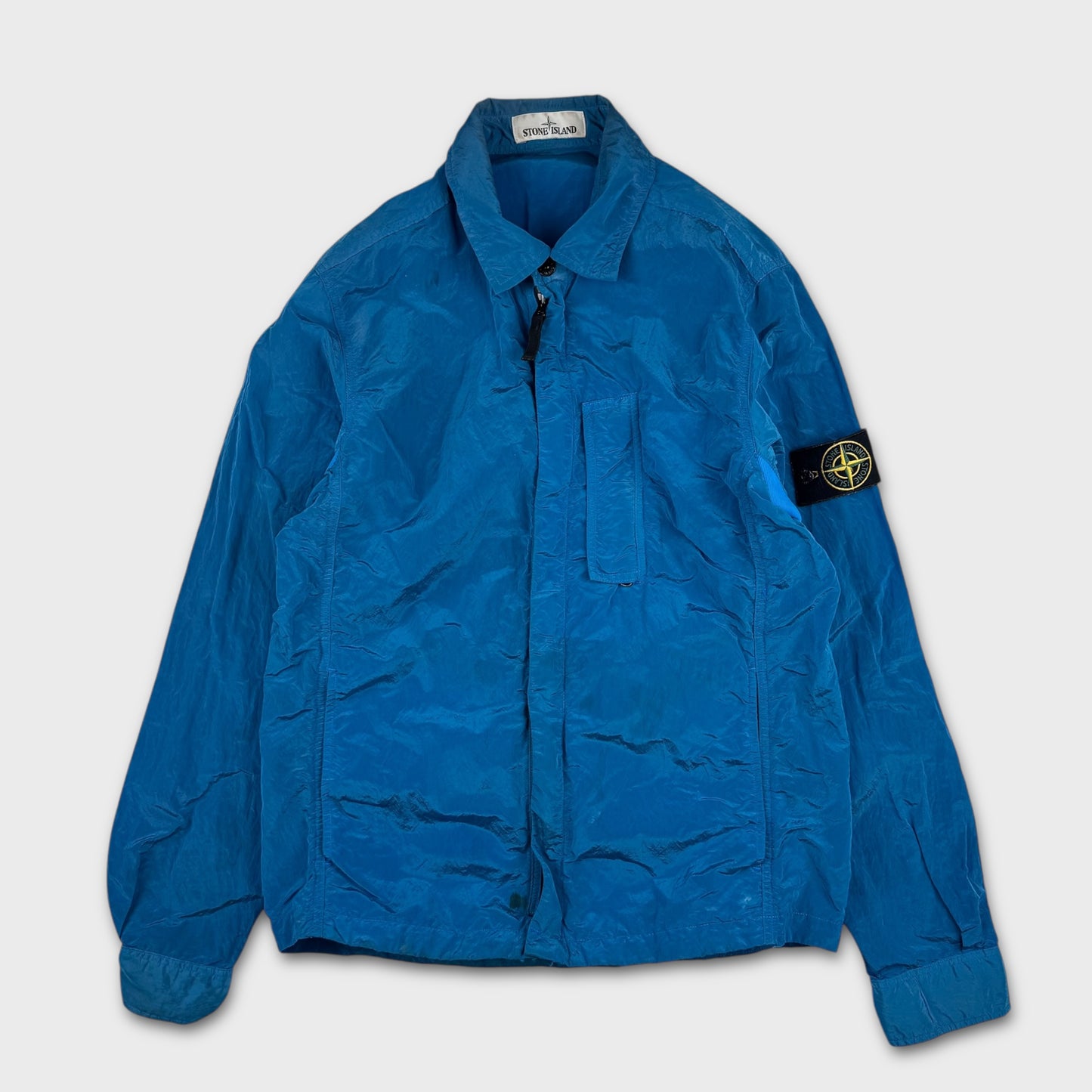Stone Island Electric Blue Nylon Metal Overshirt M