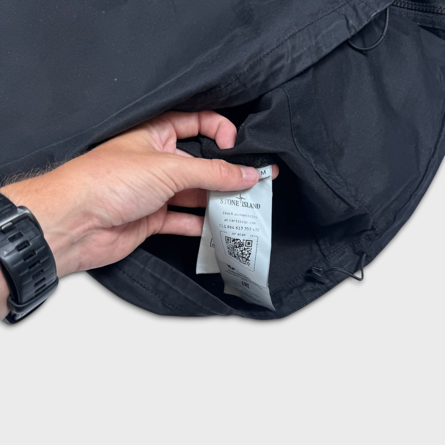 Stone Island Black Supima Cotton Hooded Jacket M