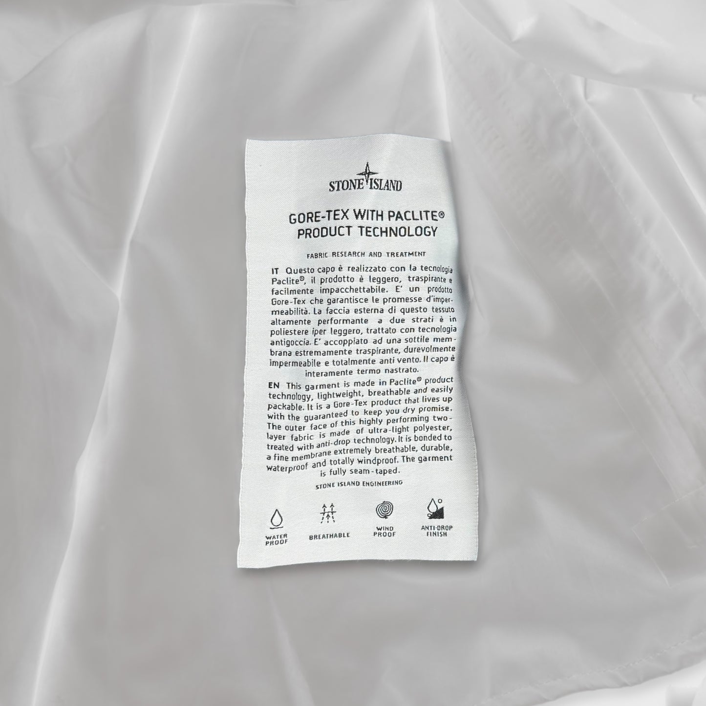 Stone Island ‘Goretex’ Paclite Product Technology Smock Jacket XL