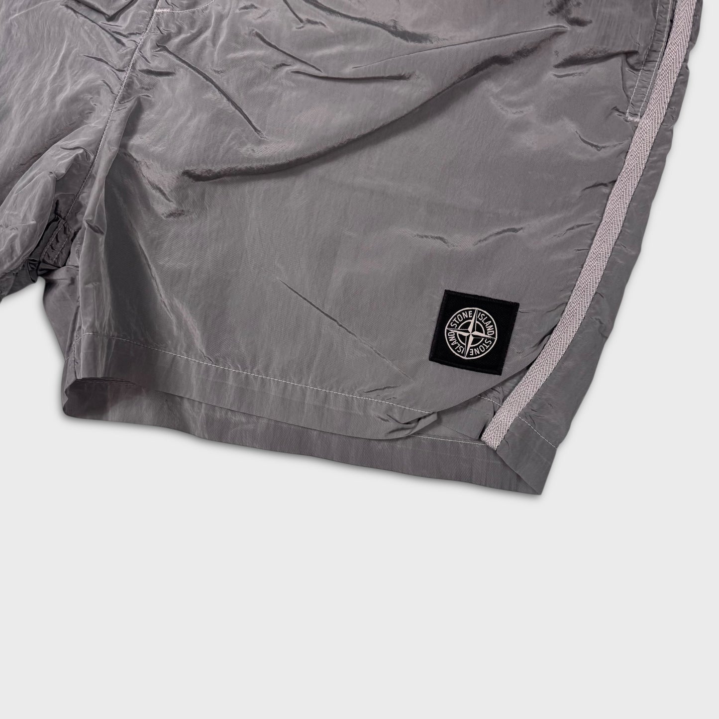 Stone Island Silver Nylon Metal Shorts L