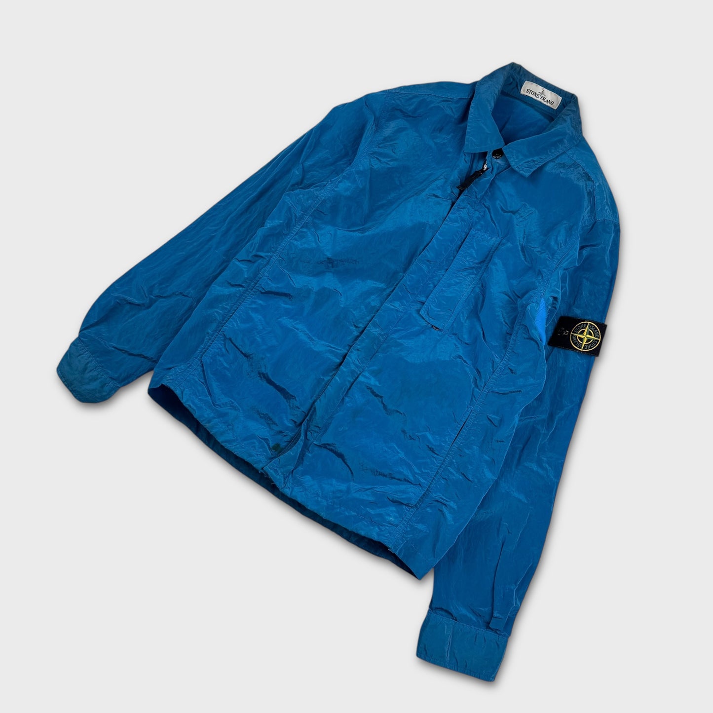 Stone Island Electric Blue Nylon Metal Overshirt M