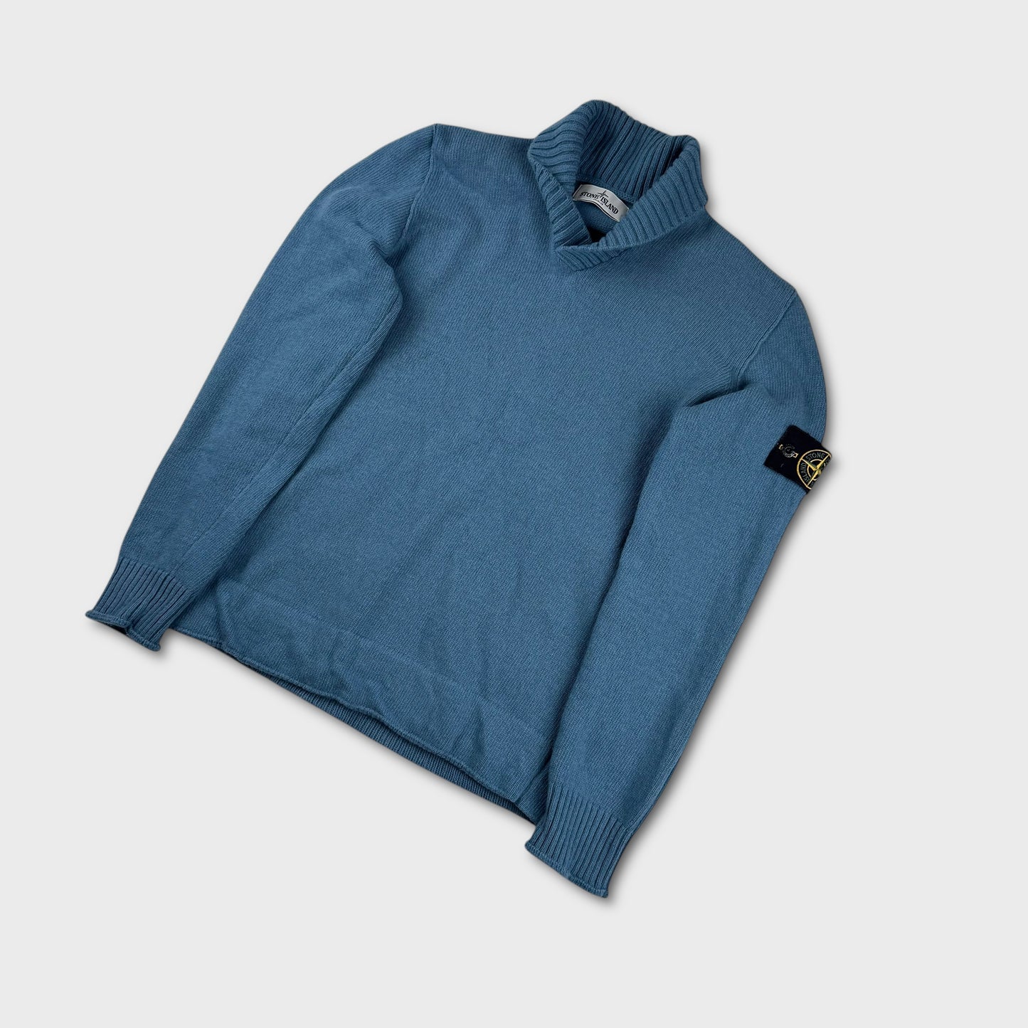 Stone Island Sky Blue Neck-Detail Knit M