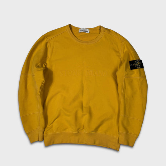 Stone Island Yellow Spellout Badge Crewneck M
