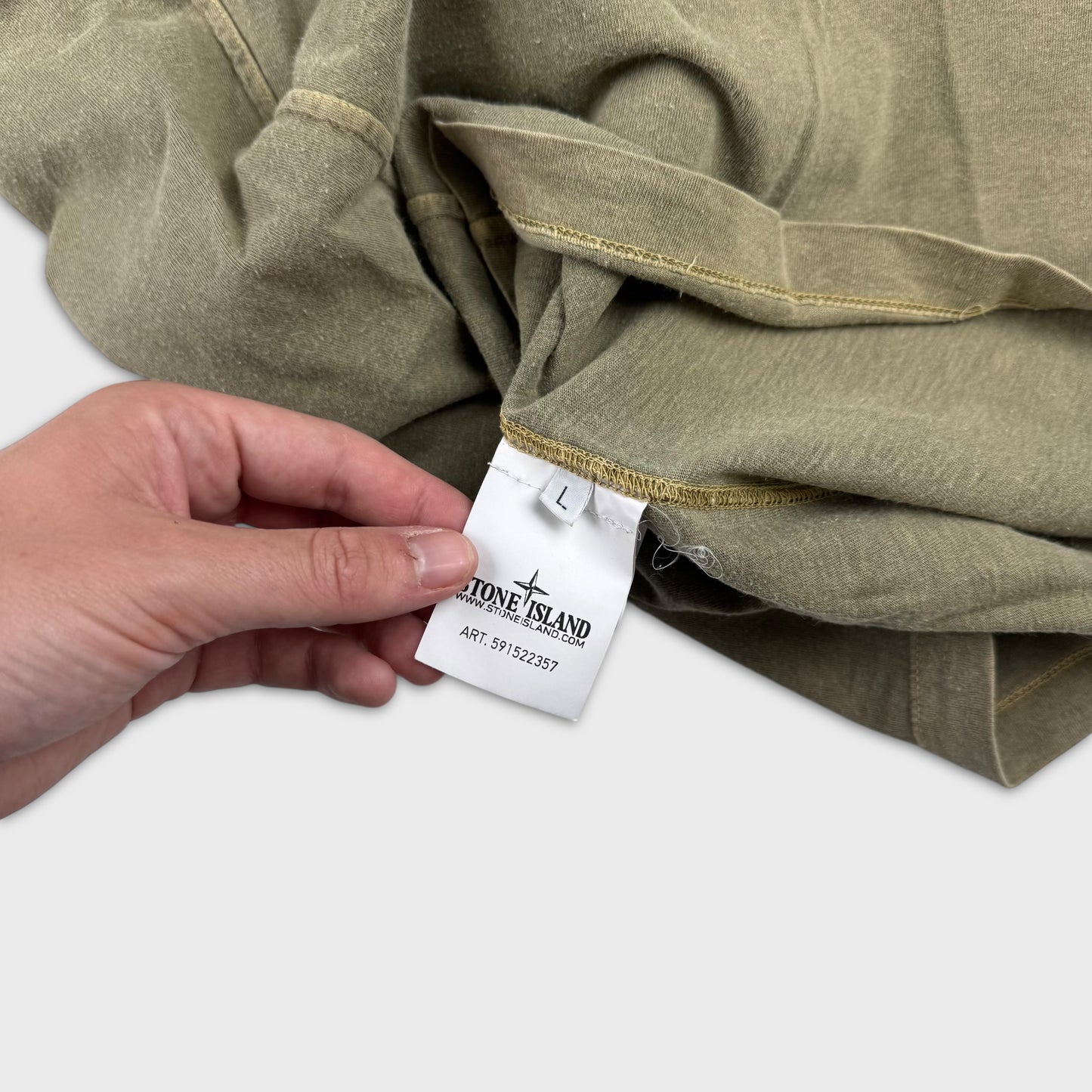 Stone Island Washed Olive Compass T-Shirt L