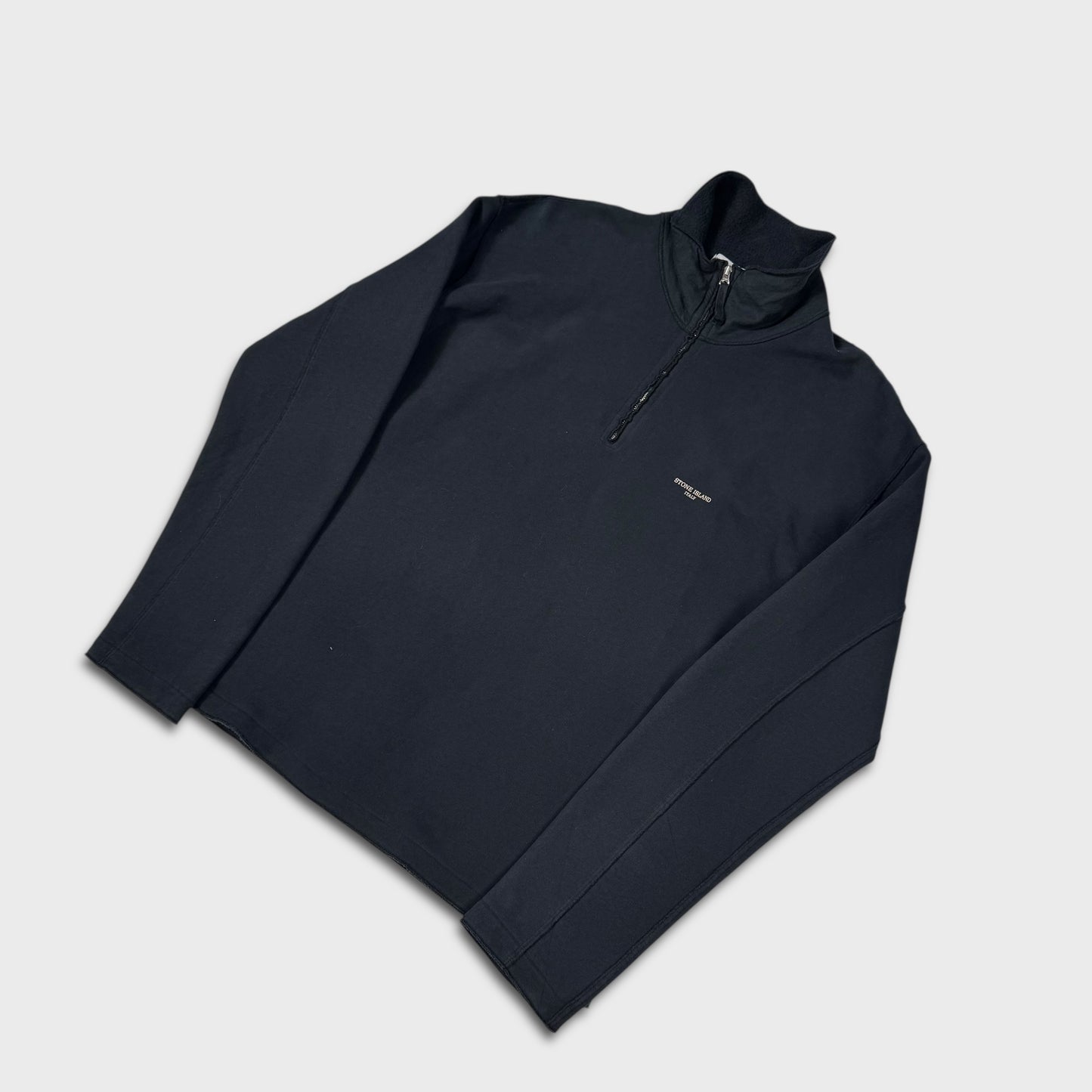 Stone Island 2001 Spellout Quarter Zip Sweatshirt L
