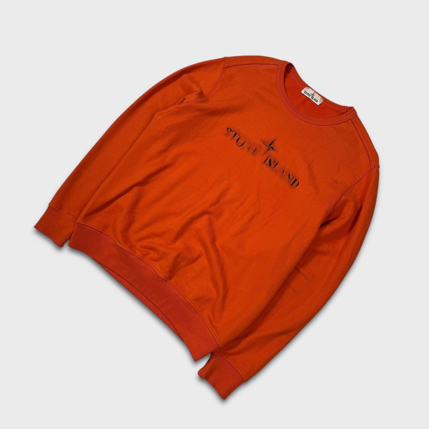 Stone Island Orange Spellout Crewneck XL