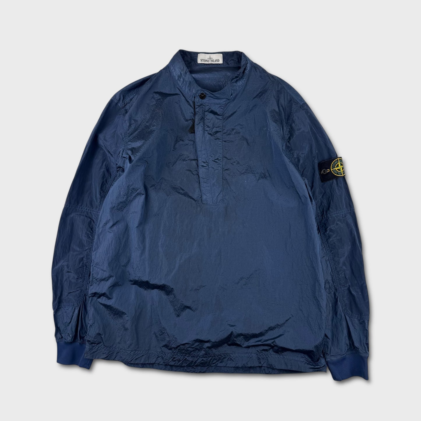 Stone Island Blue Nylon Metal Collarless Jacket L