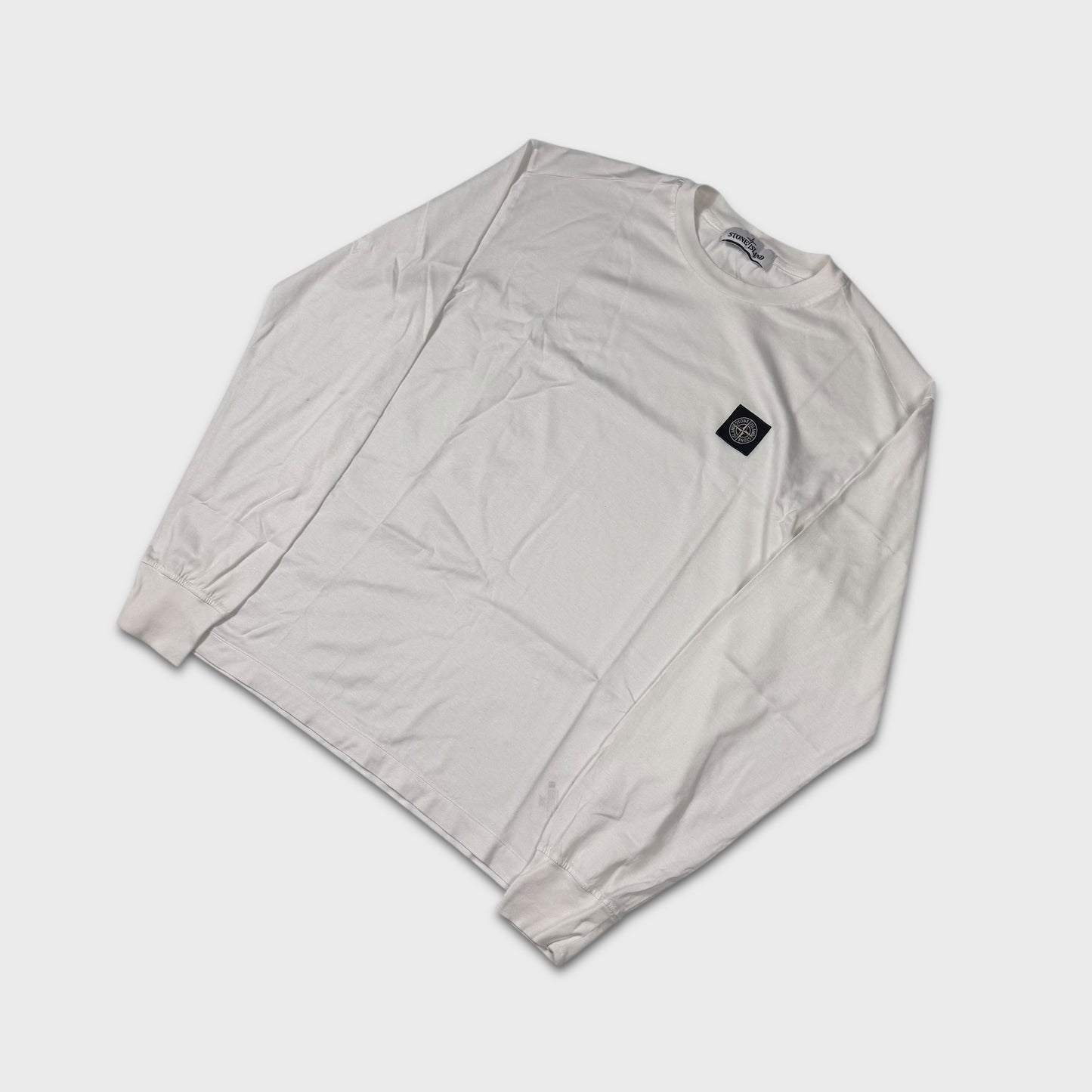 Stone Island White Longsleeve Compass Logo T-Shirt M