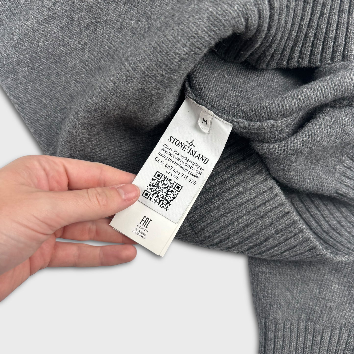 Stone Island Grey Wool Crewneck M