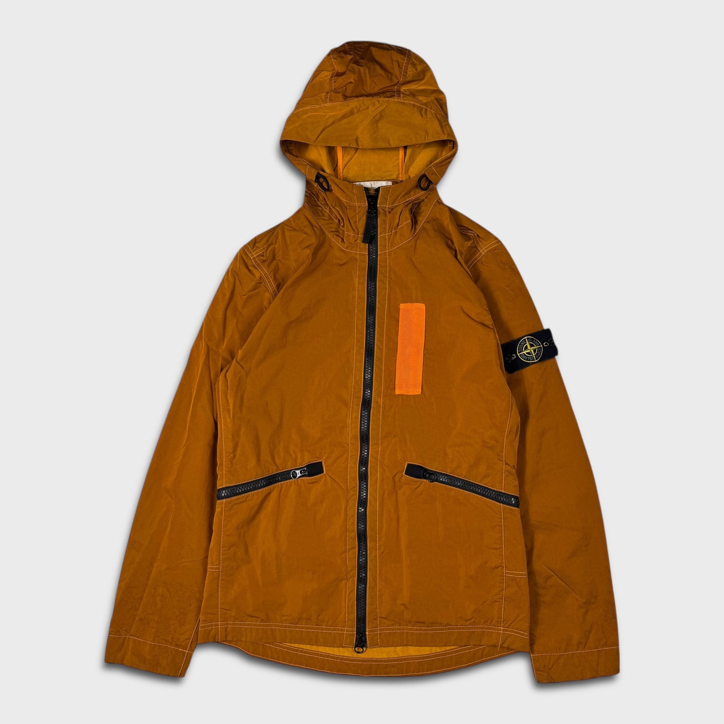 Stone Island Burnt Orange Nylon Metal Flock Jacket S