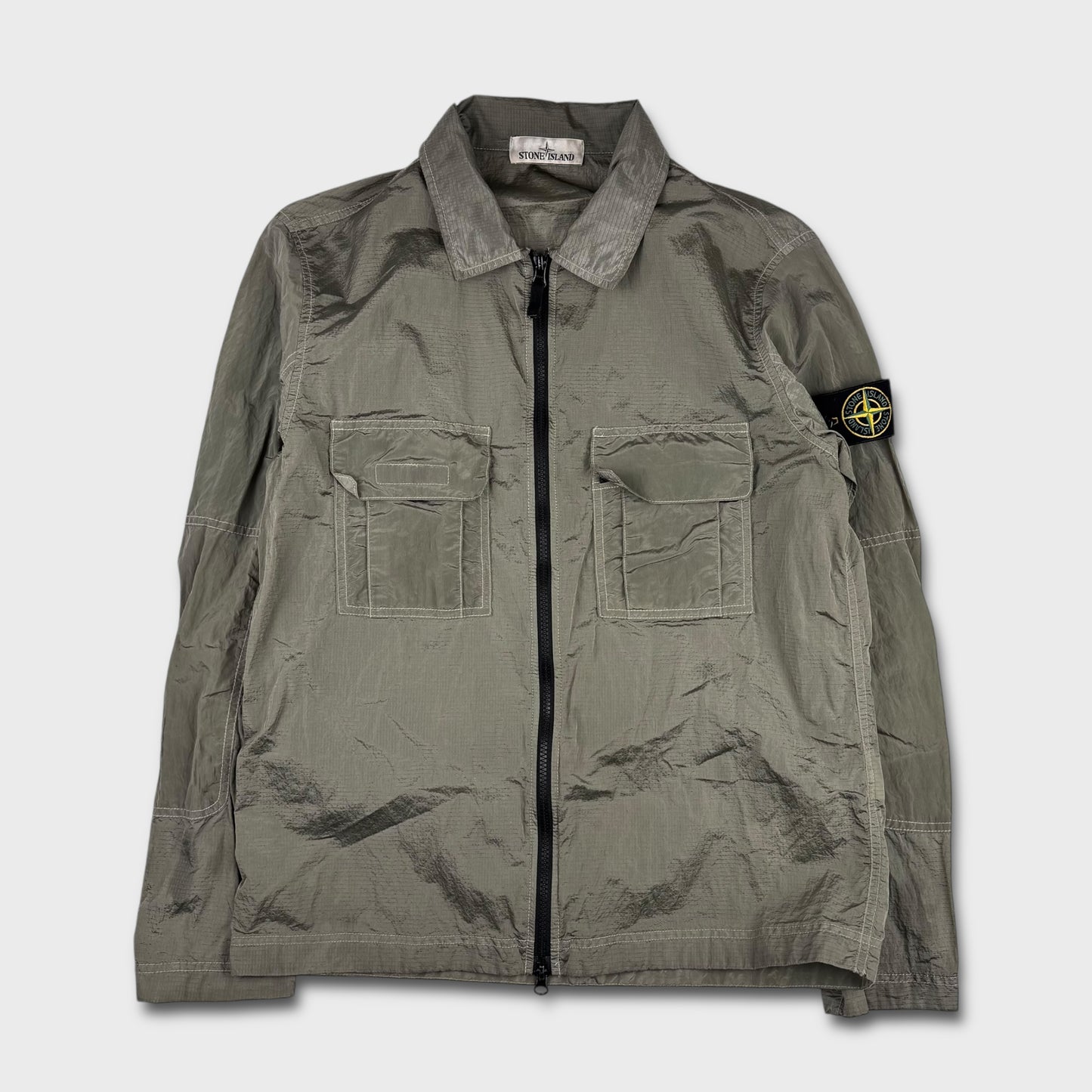 Stone Island Silver Nylon Metal Ripstop Overshirt M