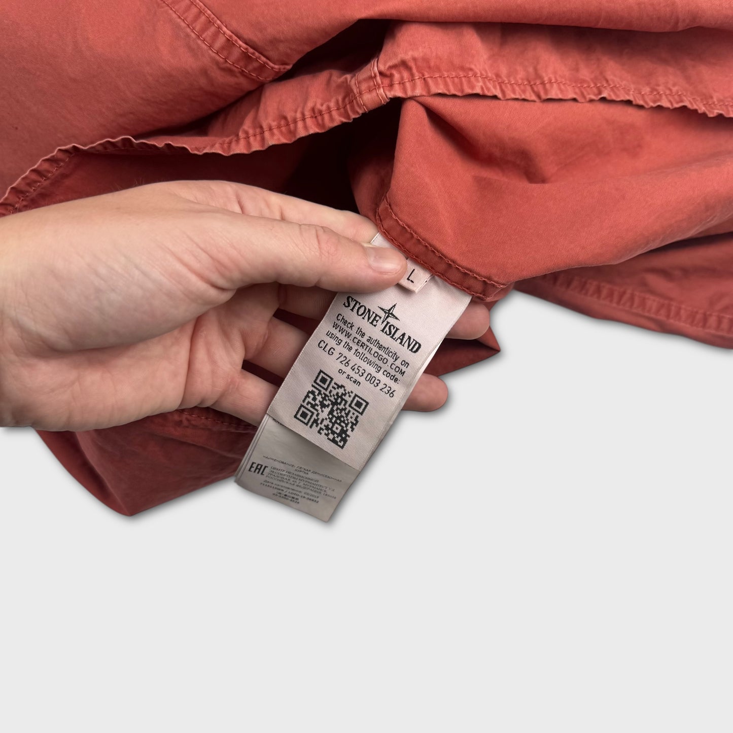 Stone Island Brick Red Full Zip Overshirt L