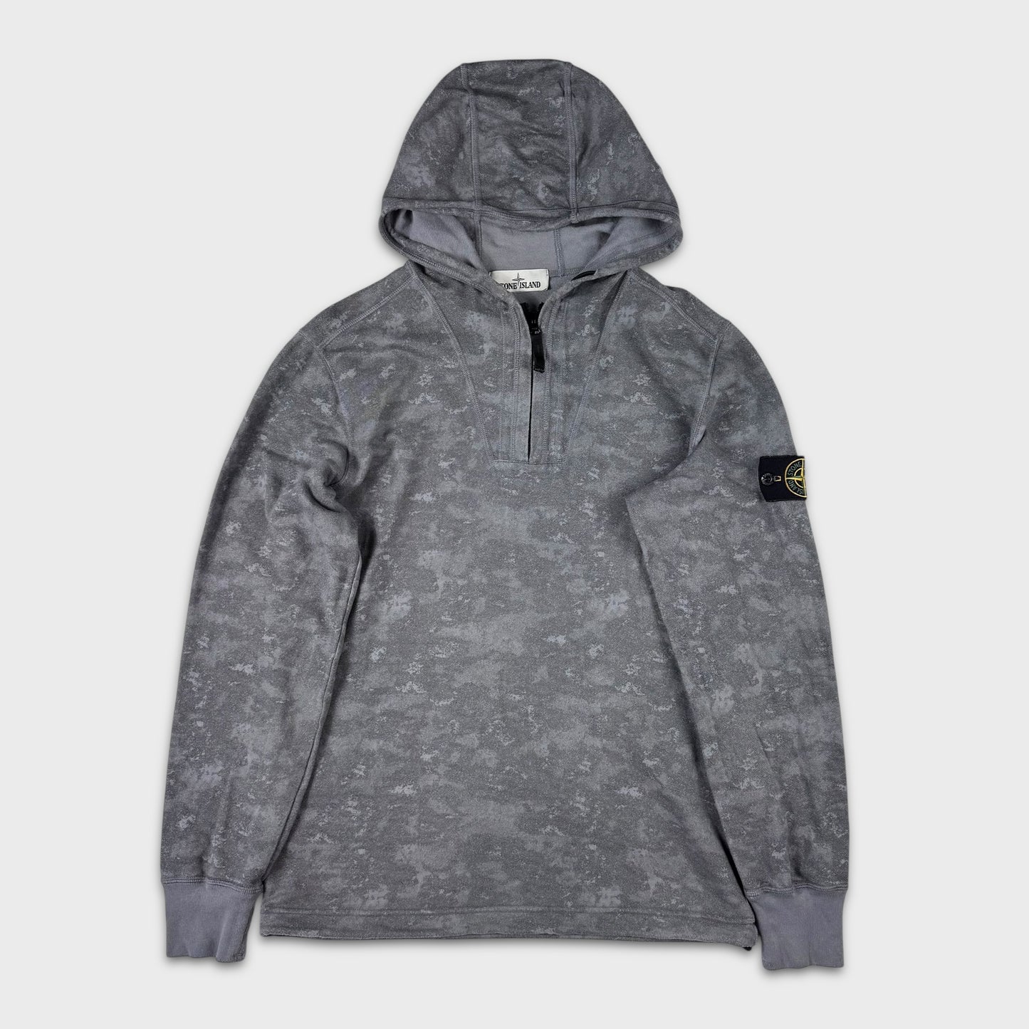Stone Island Grey Camouflage Pullover Zip Hoodie M