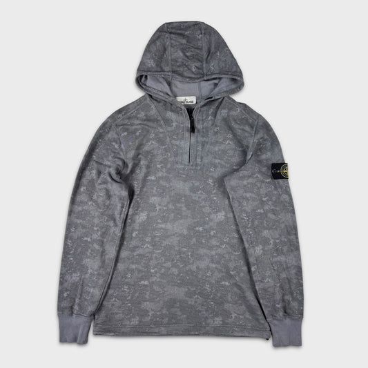 Stone Island Grey Camouflage Pullover Zip Hoodie M