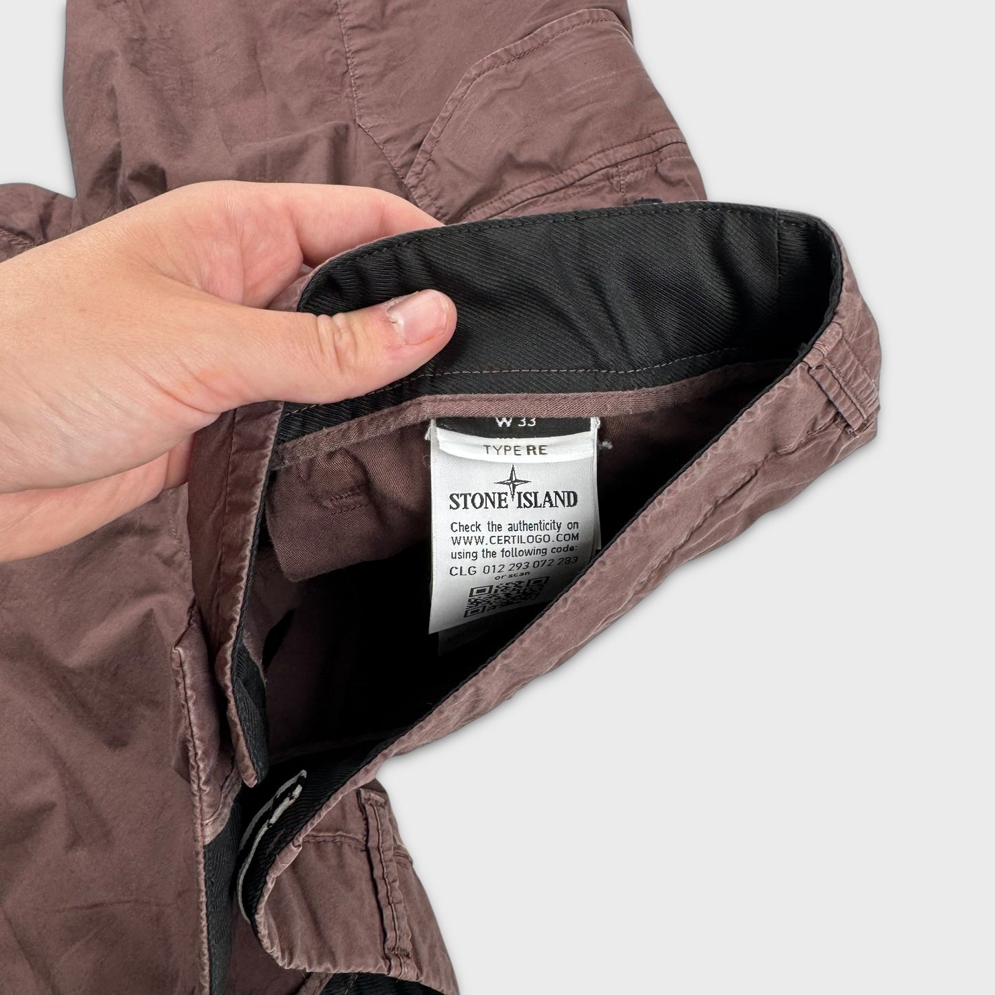 Stone Island Plum Tela Cargo Shorts W34