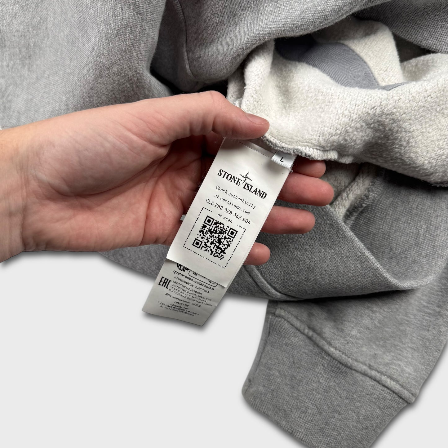 Stone Island Grey Pullover Hoodie L